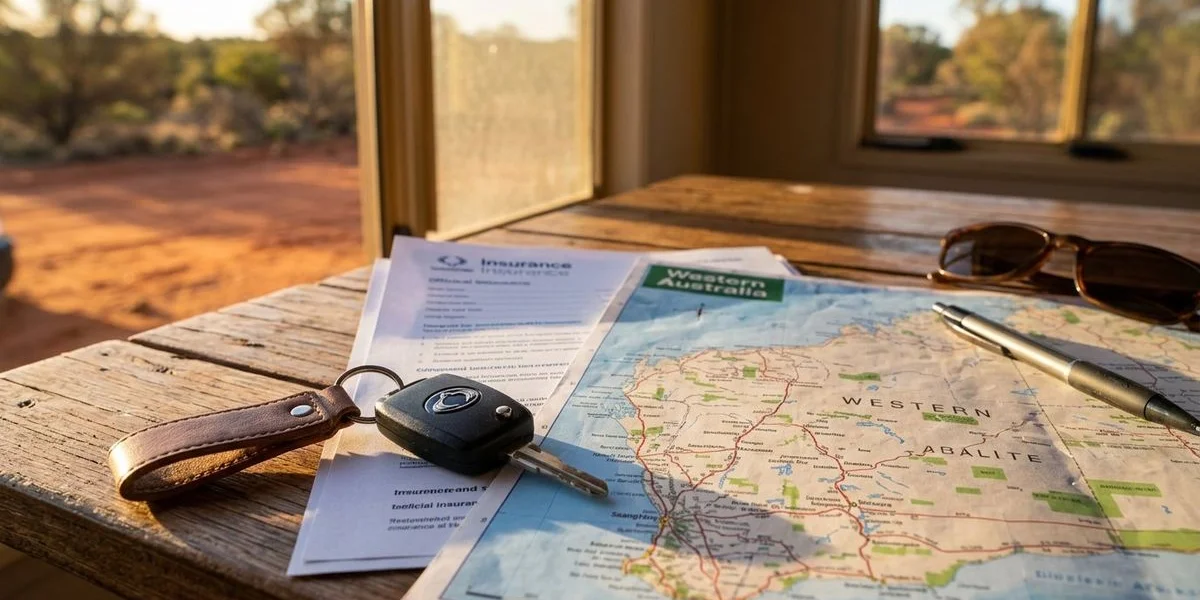 Insurance document and vehicle keys on table during professional handover